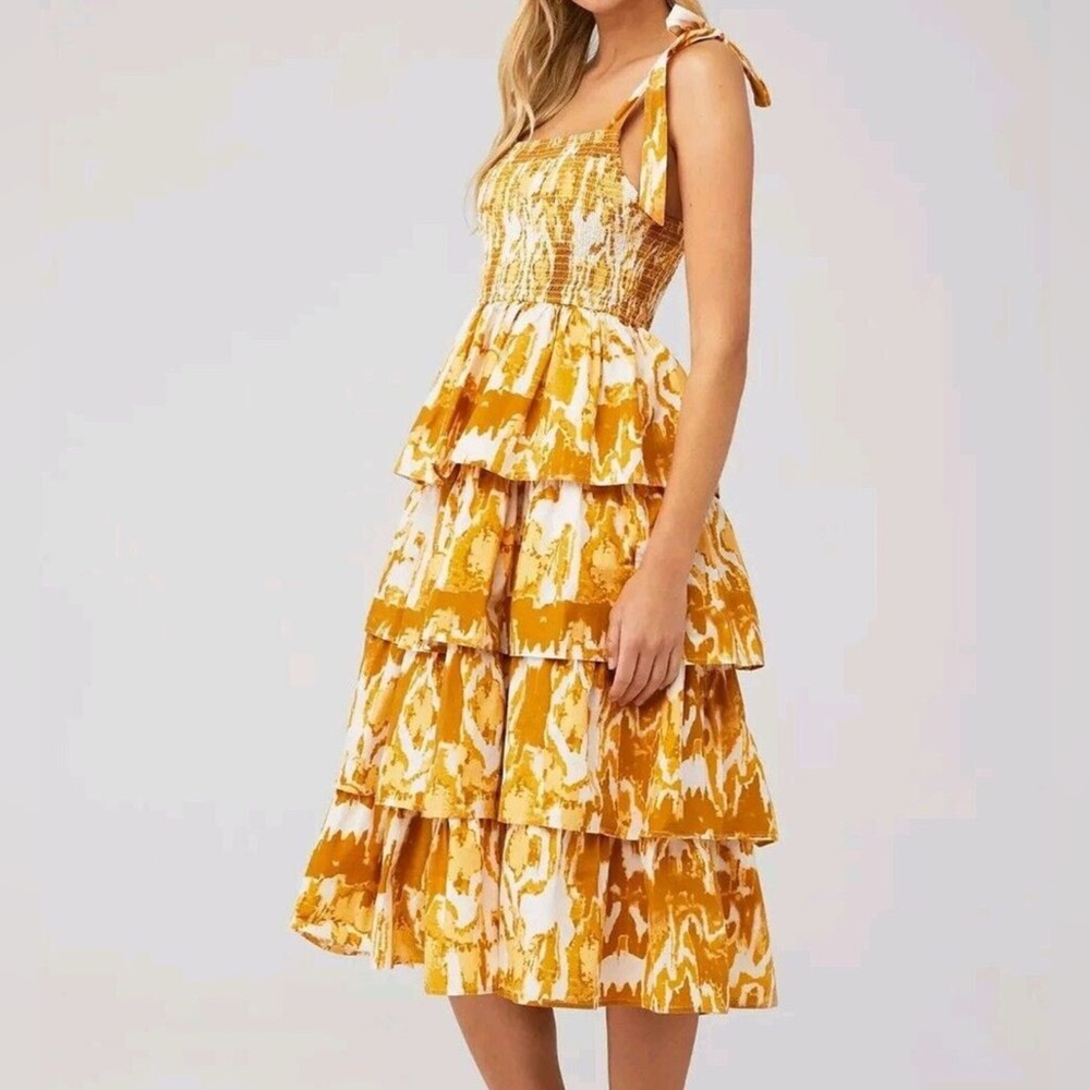 Anthropologie Cleobella Shae Ikat‎ Smocked Tiered Dress - Picture 2 of 12